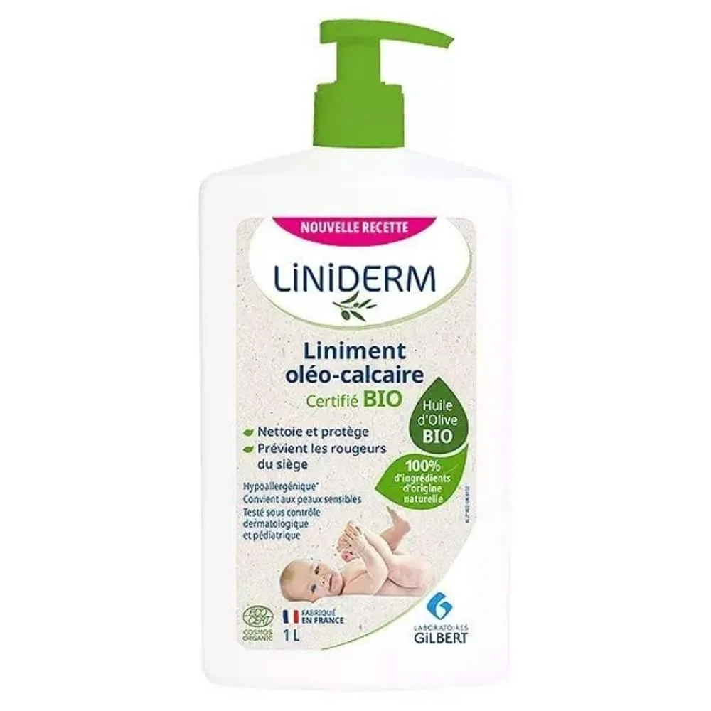 gilbert-liniderm-liniment-oleo-calcaire-soin-pour-le-change-bio-1l.jpg Grand flacon pompe verte Liniderm bio liniment oléo-calcaire Gilbert 1 litre