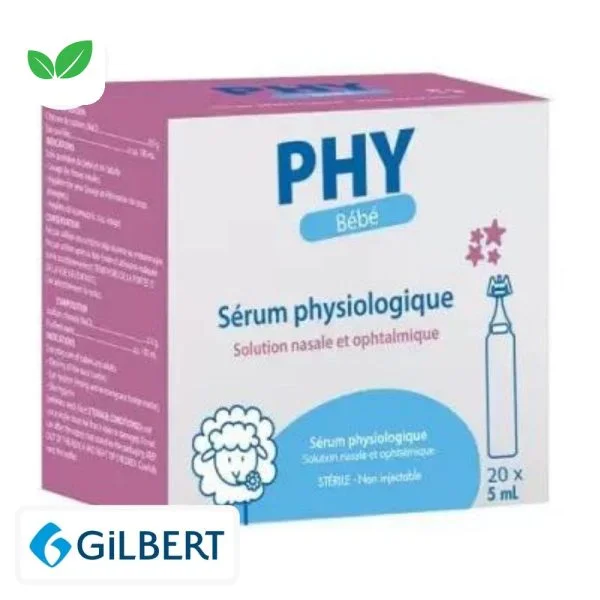Boîte PHY Bébé Gilbert sérum physiologique vingt unidoses de 5 ml