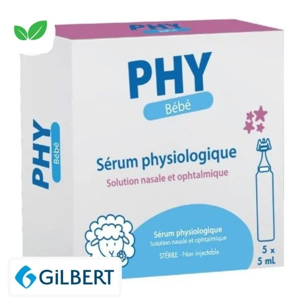 Petite boîte PHY Bébé Gilbert sérum physiologique cinq unidoses de 5 ml