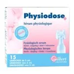 Boîte rose et bleue Physiodose Gilbert sérum physiologique quinze unidoses stériles