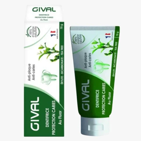 Étui et tube vert Gival dentifrice protection caries au fluor 75 g