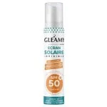 Flacon pompe blanc Gleamy écran solaire invisible SPF 50+ visage
