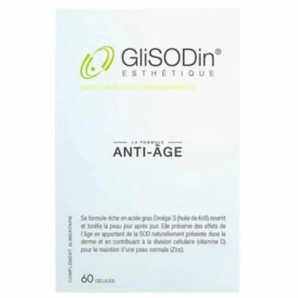 Boîte blanche GliSODin Esthétique formule anti-âge 60 gélules complément alimentaire