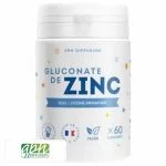 Flacon blanc Gluconate de Zinc GPH Diffusion avec motifs colorés et mention vegan