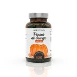 Flacon ambré Pépins de Courge GPH Diffusion avec courge orange illustrée sur l'étiquette