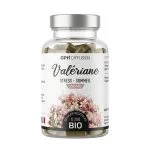 Flacon transparent GPH Diffusion Valériane 200 gélules avec fleurs roses
