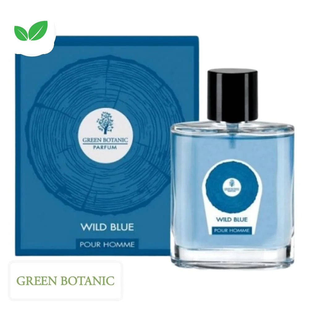 green-botanic-homme-wild-blue-parfum-100ml.jpg Flacon et étui bleus Green Botanic Wild Blue parfum pour homme