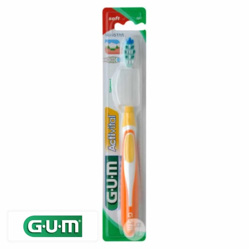 gum-activital-brosse-a-dents-581-souple.jpg Brosse à dents GUM ActiVital souple à manche orange sous blister