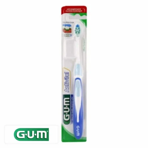 Brosse à dents GUM ActiVital souple à manche bleu sous blister
