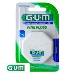 Boîtier blanc octogonal du fil dentaire GUM Fine Floss ciré 55 m