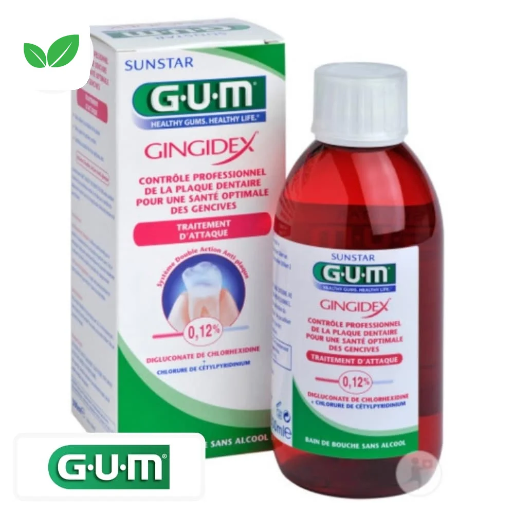 gum-gingidex-bain-de-bouche.jpg Flacon et étui GUM Gingidex bain de bouche rouge dosé à 0,12 %