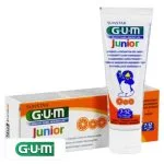 Tube et étui orange du dentifrice enfant GUM Junior aux oranges