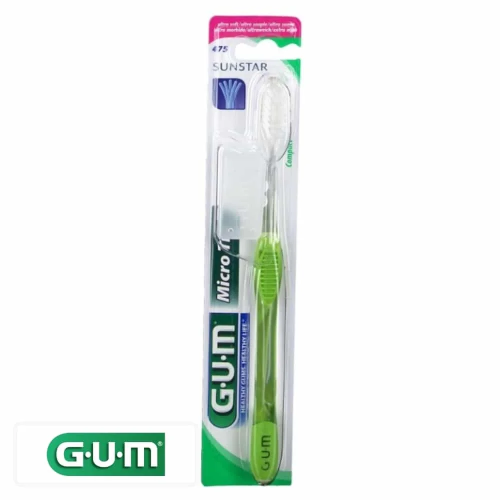 gum-micro-tip-sensitive-brosse-a-dents-475.jpg Brosse à dents GUM manche vert citron sous blister, mention ultra souple