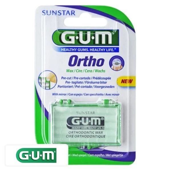 Blister GUM Ortho cire orthodontique prédécoupée dans son boîtier vert