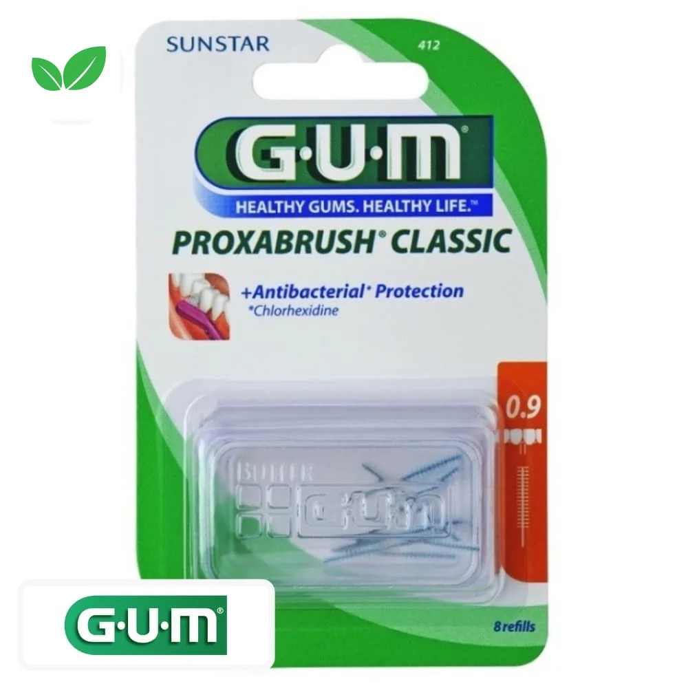 gum-proxabrush-classic-brossettes-interdentaires-412-09-mm.jpg Blister GUM Proxabrush Classic 412 huit brossettes interdentaires 0,9 mm