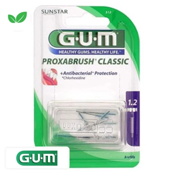 Blister GUM Proxabrush Classic 512 huit brossettes interdentaires 1,2 mm
