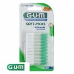 Blister GUM Soft-Picks Regular au fluor avec 80 bâtonnets interdentaires verts