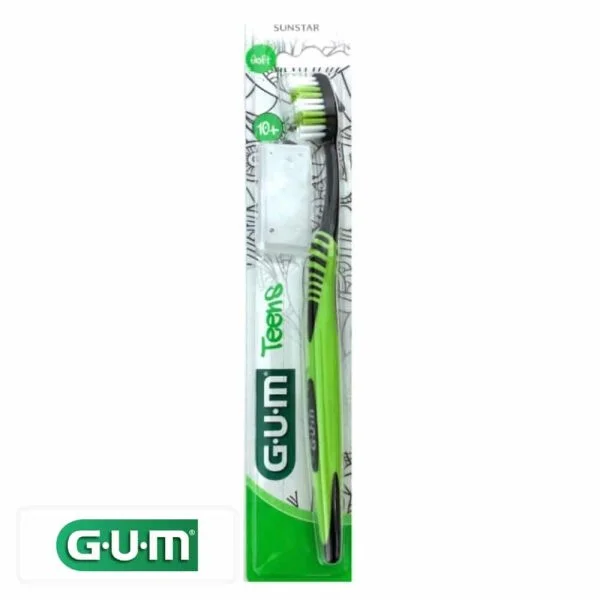 Brosse à dents GUM Teens 10+ à manche vert et noir sous blister