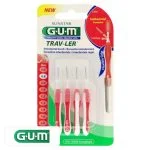 Blister GUM Trav-Ler 1314 avec quatre brossettes interdentaires rouges de 0,8 mm