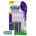 Blister GUM Trav-Ler 1512 avec quatre brossettes interdentaires violettes de 1,2 mm