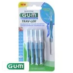 Blister GUM Trav-Ler 1614 avec quatre brossettes interdentaires bleues de 1,6 mm