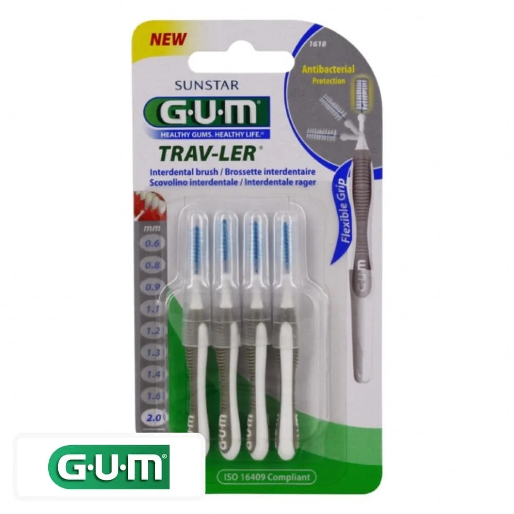 gum-trav-ler-brossettes-interdentaires-1618-20-mm.jpg Blister GUM Trav-Ler 1618 avec quatre brossettes interdentaires grises de 2,0 mm