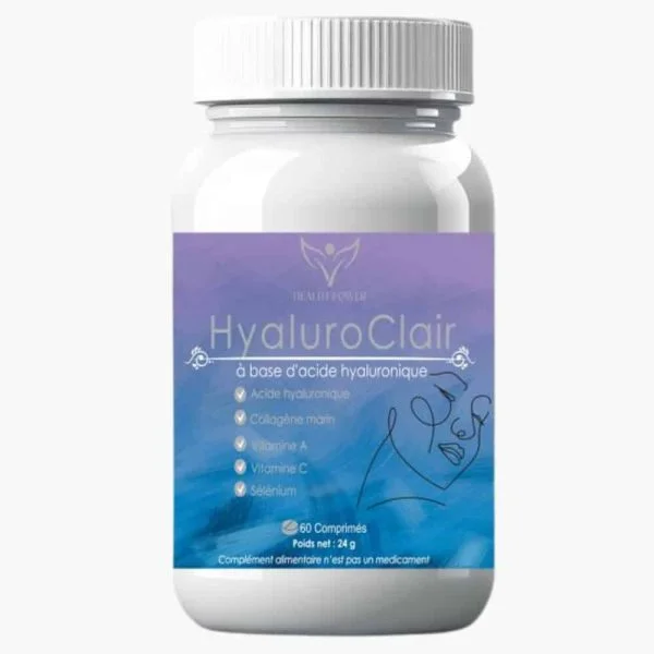 Pot bleu et violet HyaluroClair Health Power, 60 comprimés, acide hyaluronique