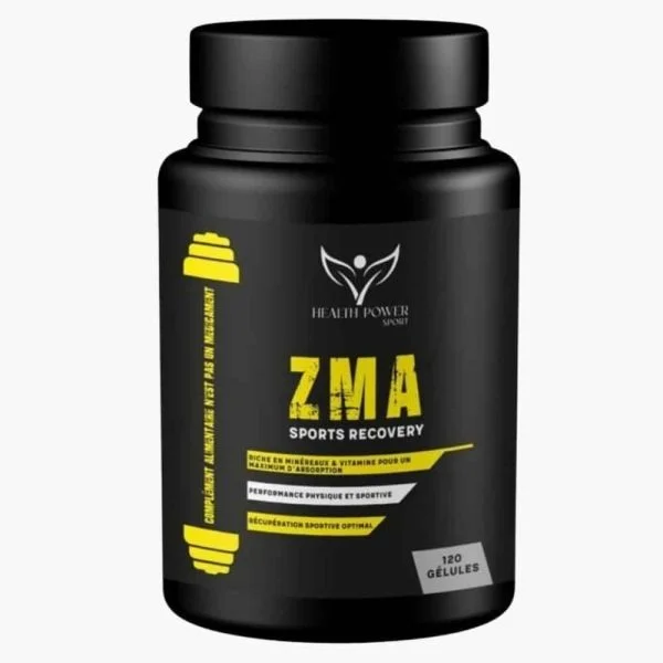 Pot noir et jaune ZMA Sports Recovery Health Power, 120 gélules
