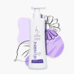 Flacon pompe blanc Héliabrine Gel Nettoyant Moussant 200 ml, fond violet