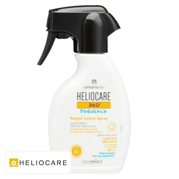 Flacon spray blanc Heliocare 360° Pediatrics SPF50, 250 ml, gâchette