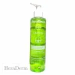 Flacon pompe transparent gel vert HeraDerm Graskin nettoyant apaisant, 200 ml