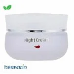 Pot en verre dépoli Herbacin Night Cream, couvercle translucide, goutte rouge