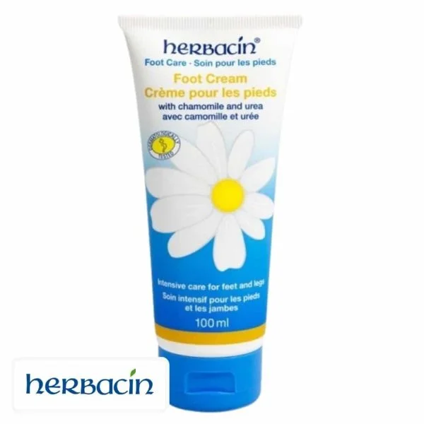 Tube bleu Herbacin crème pour les pieds camomille et urée 100 ml