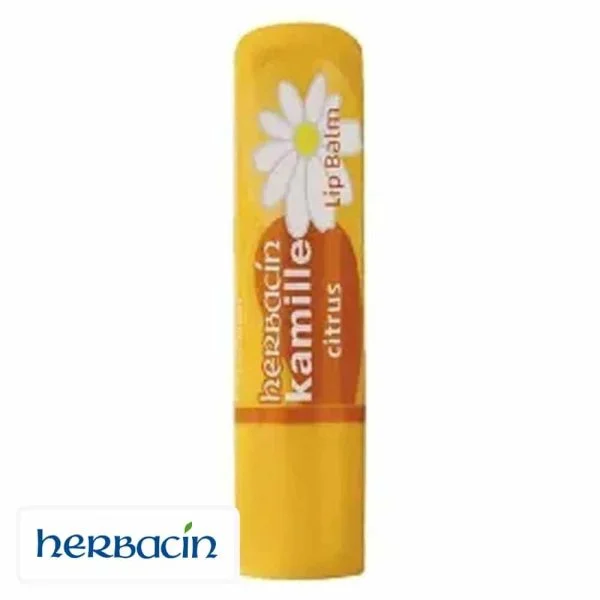 Stick jaune Herbacin Kamille baume à lèvres citrus, marguerite imprimée