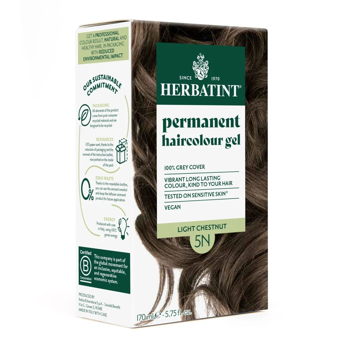 herbatint-coloration-cheveux-permanente-150ml-5n-chatain-clair.jpg Boîte Herbatint coloration permanente 5N châtain clair avec cheveux châtain clair ondulés