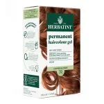 Boîte Herbatint coloration permanente 7R blond cuivré avec cheveux cuivrés ondulés