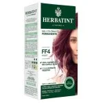 Boîte Herbatint coloration permanente FF4 violet avec portrait de femme aux cheveux prune