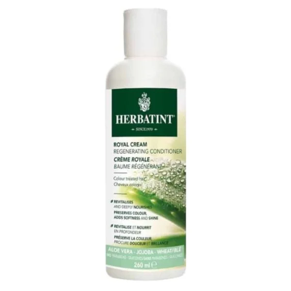 Flacon blanc Herbatint Crème Royale baume régénérant cheveux colorés 260 ml
