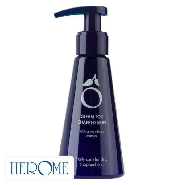 Flacon pompe bleu foncé Herôme crème pour peaux sèches et gercées