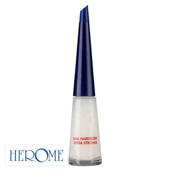 Flacon blanc Herôme durcisseur extra fort ongles bouchon bleu biseauté