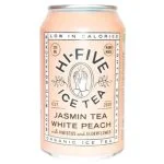 Canette rose pâle Hi-Five Ice Tea jasmin et pêche blanche 330 ml