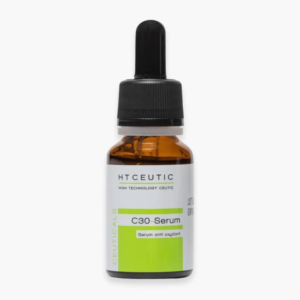 ht-ceutic-c30-serum-antioxydant-15ml.jpg Flacon ambré compte-gouttes HT Ceutic C30-Serum, étiquette verte Ceuticals