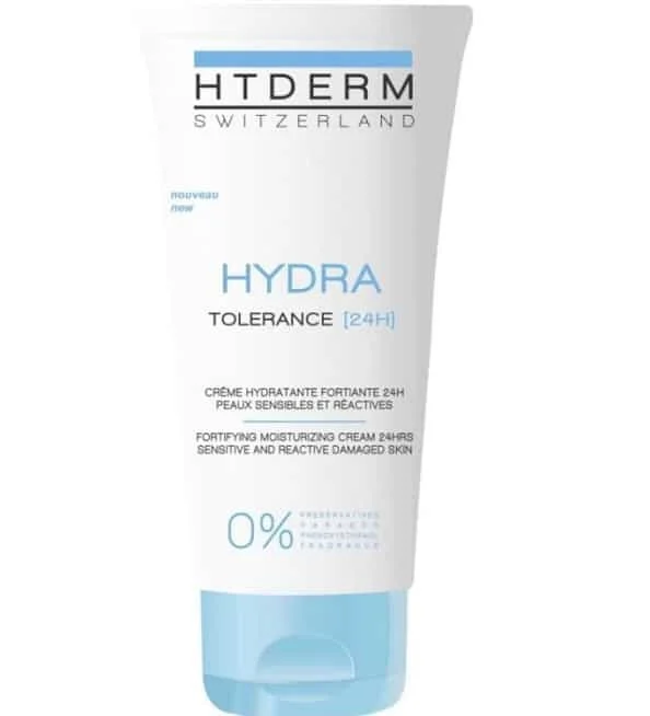 ht-derm-hydra-tolerance-24h-creme-hydratante-fortifiante-50ml.jpg Tube blanc et bleu HT Derm Hydra Tolerance 24H, crème hydratante fortifiante