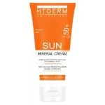 Tube orange et blanc HT Derm Sun Mineral Cream teinté SPF 50+