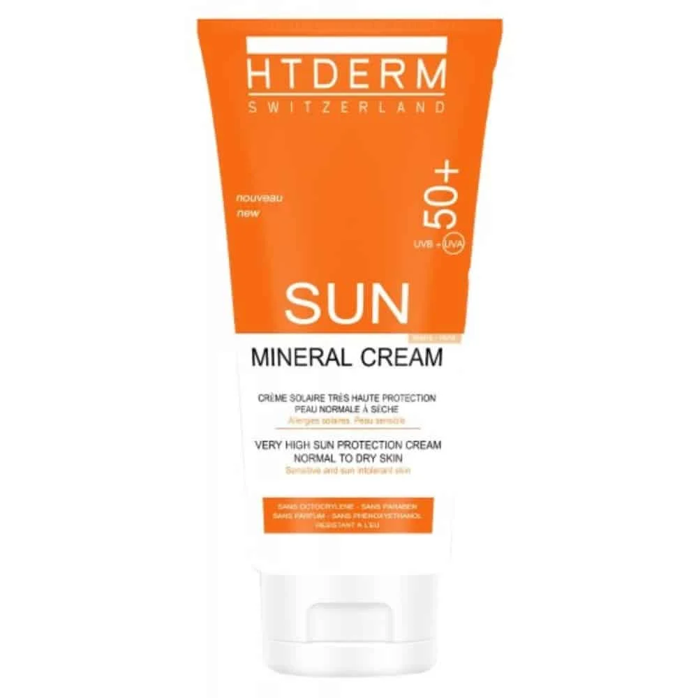 ht-derm-sun-creme-minerale-teintee-spf50-peau-normale-a-seche-50ml.jpg Tube orange et blanc HT Derm Sun Mineral Cream teinté SPF 50+
