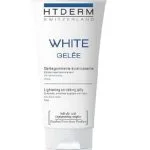 Tube blanc et bleu HT Derm White Gelée gommante éclaircissante visage, 150 ml