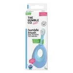 Étui blanc et bleu Humble Brush Baby, brosse d'apprentissage à anneau de préhension