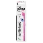 Étui blanc Humble Co. Kids, brosse à dents rose aux poils souples