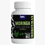 Flacon blanc étiquette noire Hydra Morinmax Moringa naturelle, comprimés verts