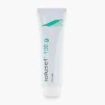 Tube blanc et vert Ialuset crème 100 g posé sur fond clair